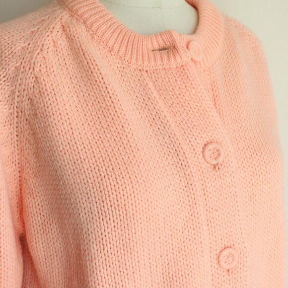 Vintage 1960s Sweater, Full Fashioned Orange Knit Cardigan - Picture 4 of 10